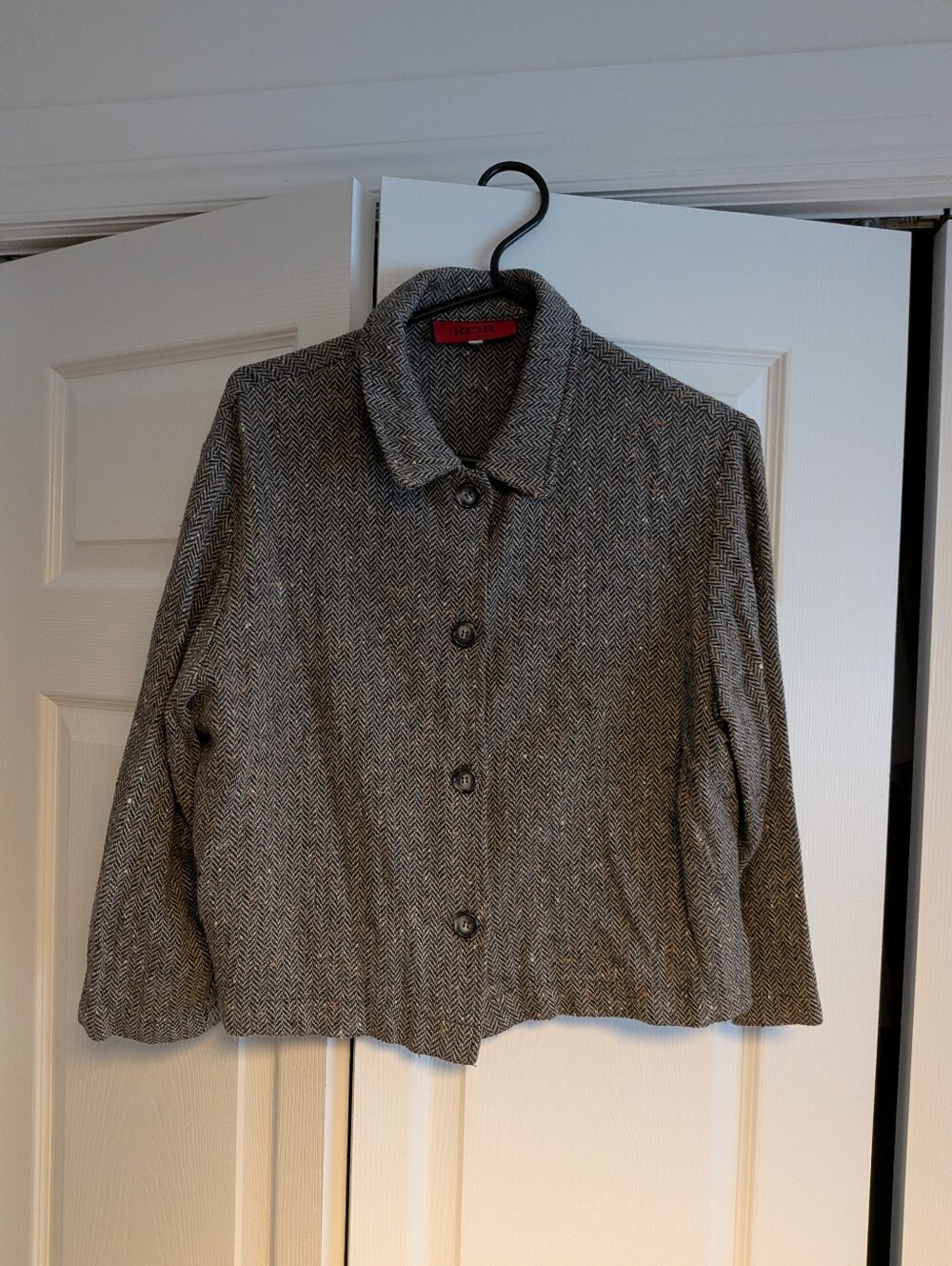 Vintage wool blend grey mélange sweater jacket